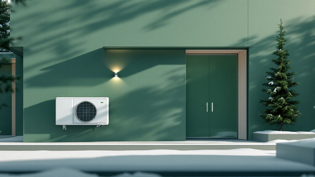 Modern home exterior with an air-source heat pump